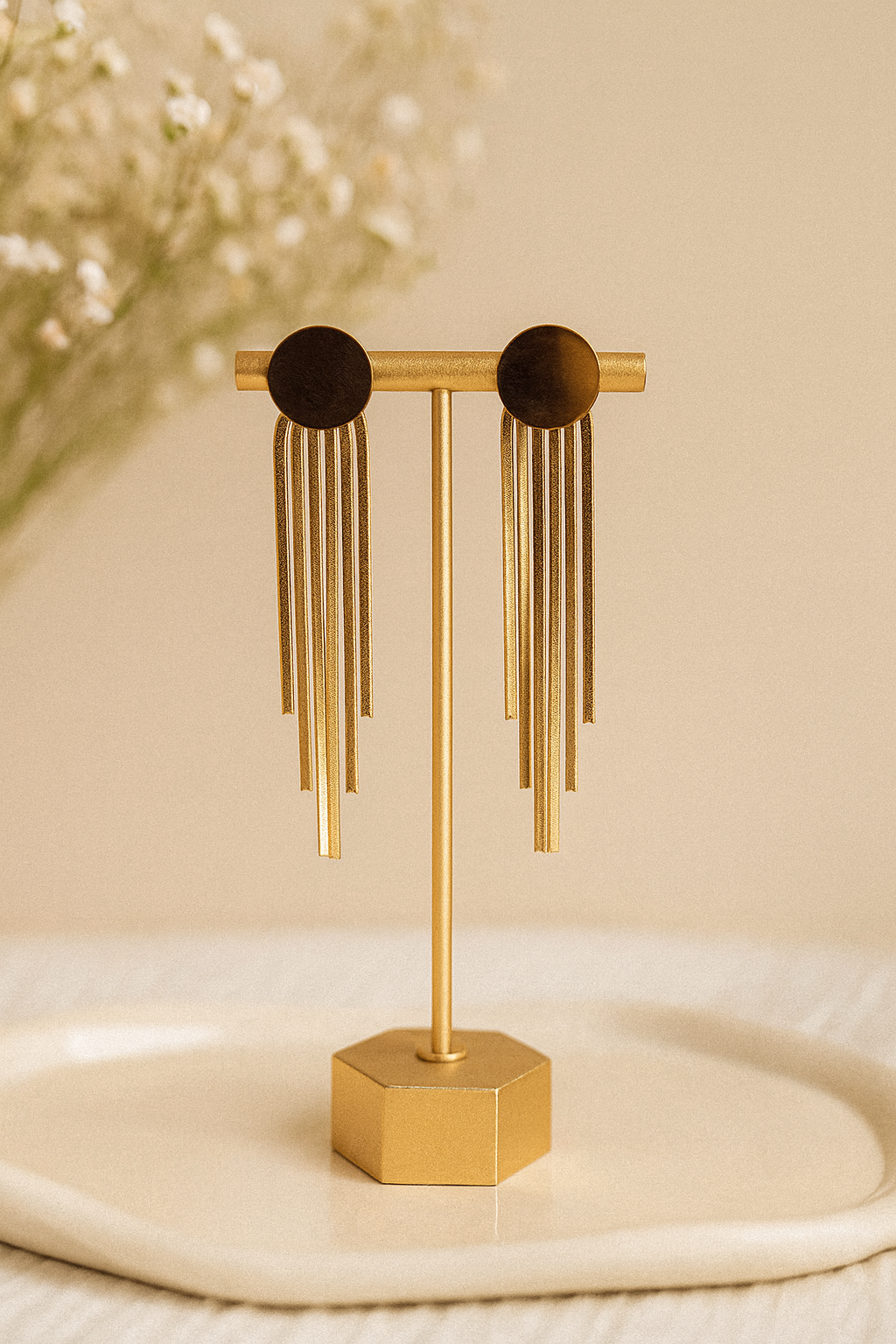 Golden Cascade Fringe Earrings