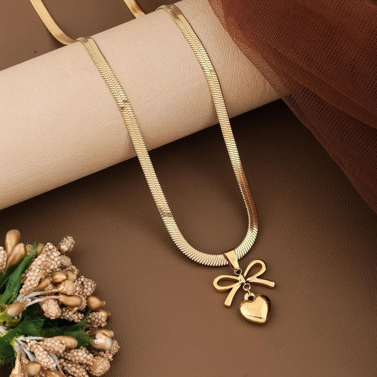 ✨ Golden Bow Heart Necklace ✨