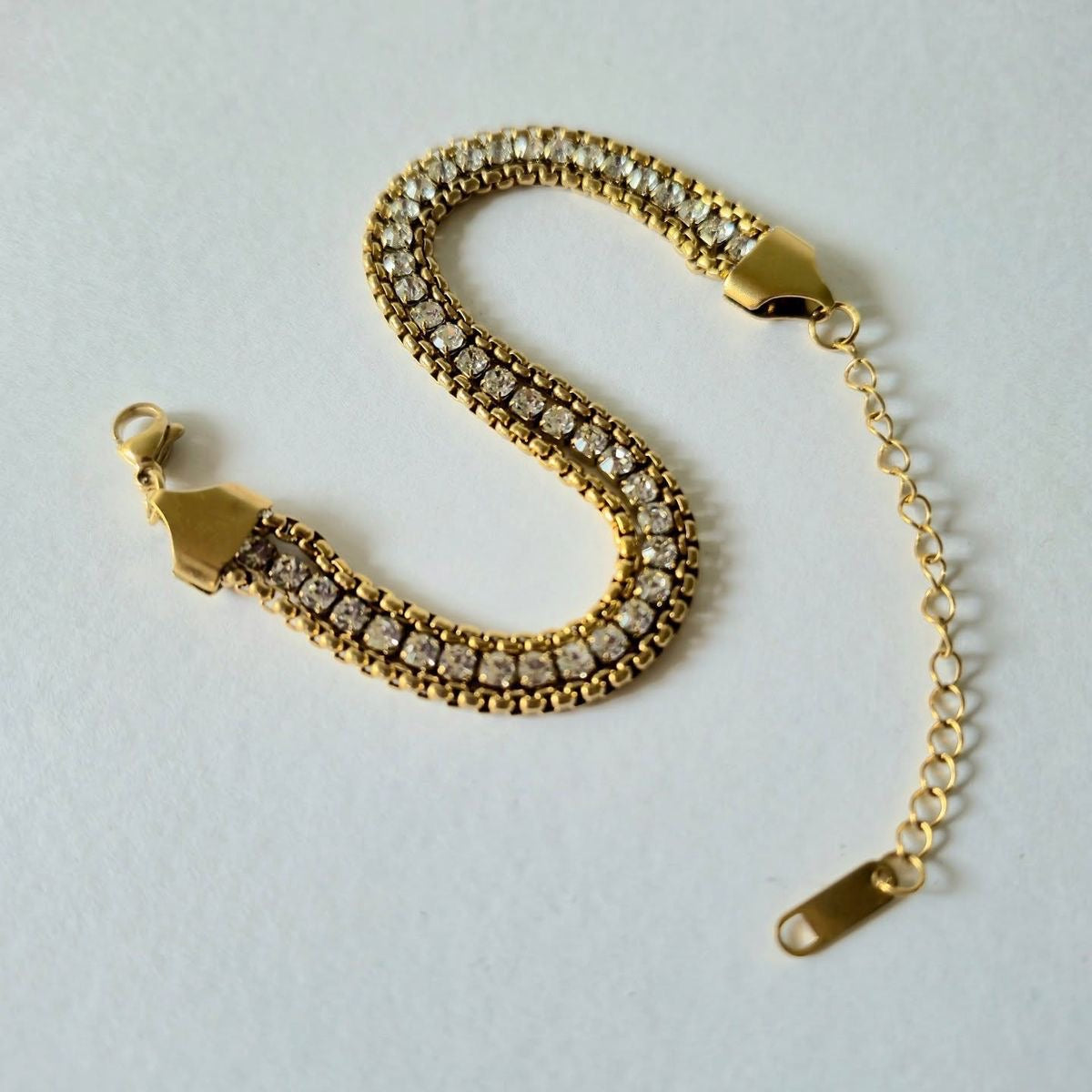 Gleya Double Row Tennis Chain Bracelet