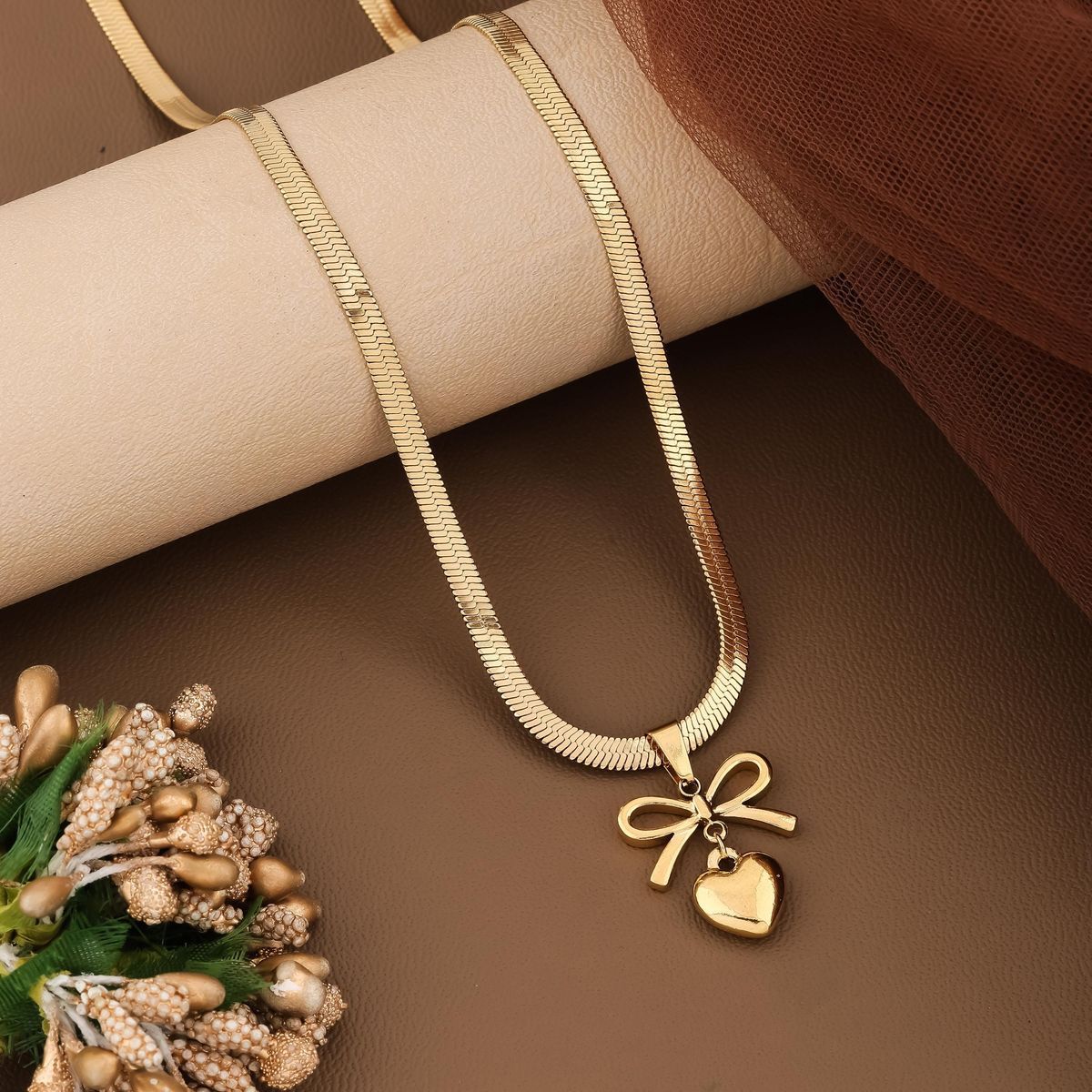 ✨ Golden Bow Heart Necklace ✨